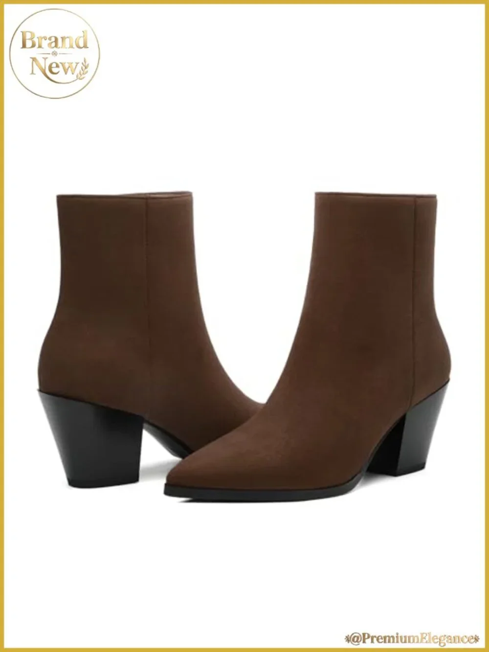 Womens Ankle Boots Chunky Low Heel Pointed Toe Heeled Booties Suede
